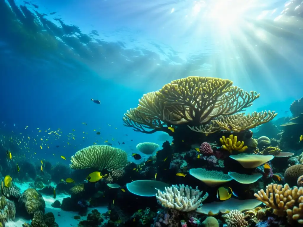 Una maravillosa fotografía submarina de un vibrante arrecife de coral rebosante de vida marina