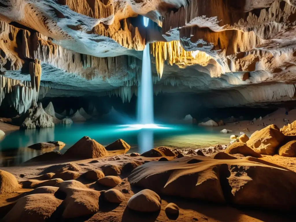 Maravillosa cueva subterránea iluminada por la luz natural, resaltando la importancia de los ecosistemas subterráneos del planeta