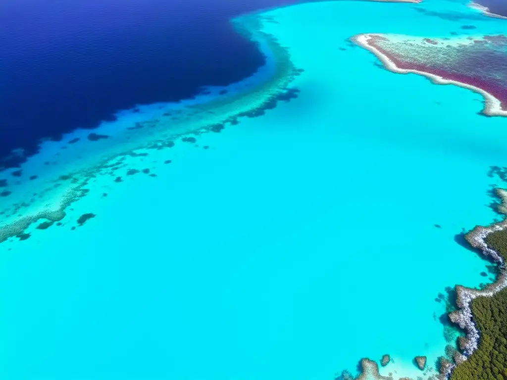 Una maravillosa vista aérea de un vibrante arrecife de coral lleno de vida marina