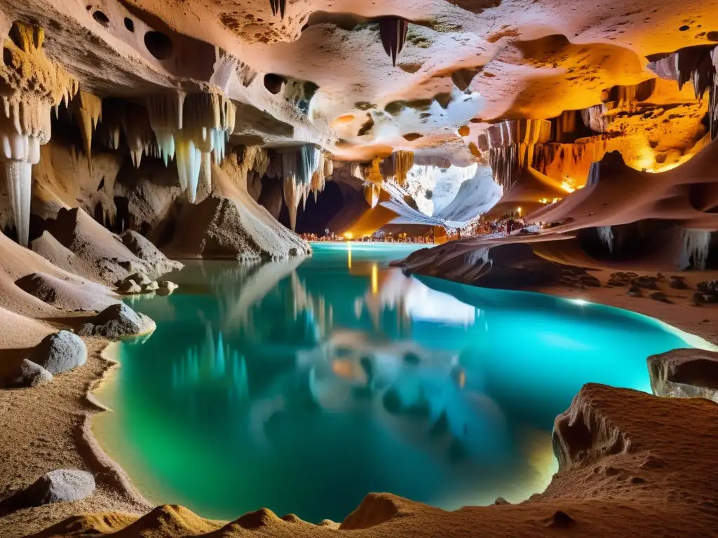 Maravilloso paisaje subterráneo iluminado por luz natural