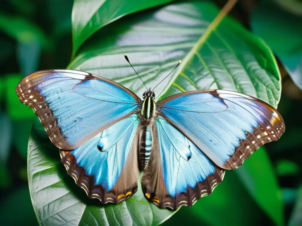 Una mariposa Morpho azul vibrante en la selva tropical