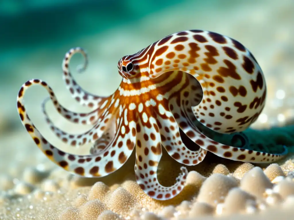 Mimic octopus en el hábitat marino, demostrando su habilidad de supervivencia y mimicry en aguas cristalinas