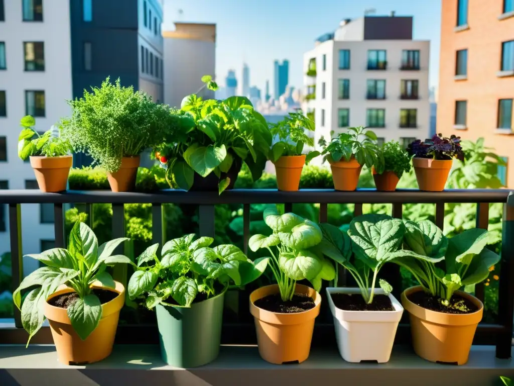 Un oasis urbano: verduras y hierbas orgánicas en un balcón, cultivar alimentos orgánicos espacios pequeños