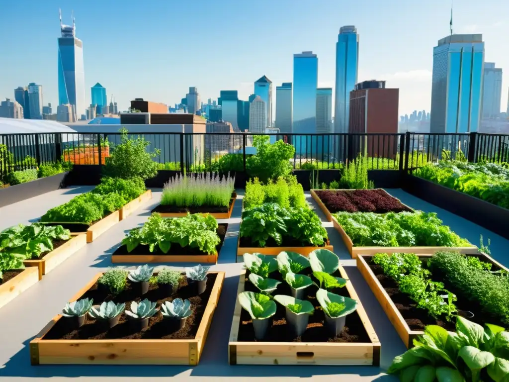 Un oasis de vegetales orgánicos en un pequeño jardín urbano, mostrando la ingeniosidad de cultivar alimentos orgánicos en espacios pequeños