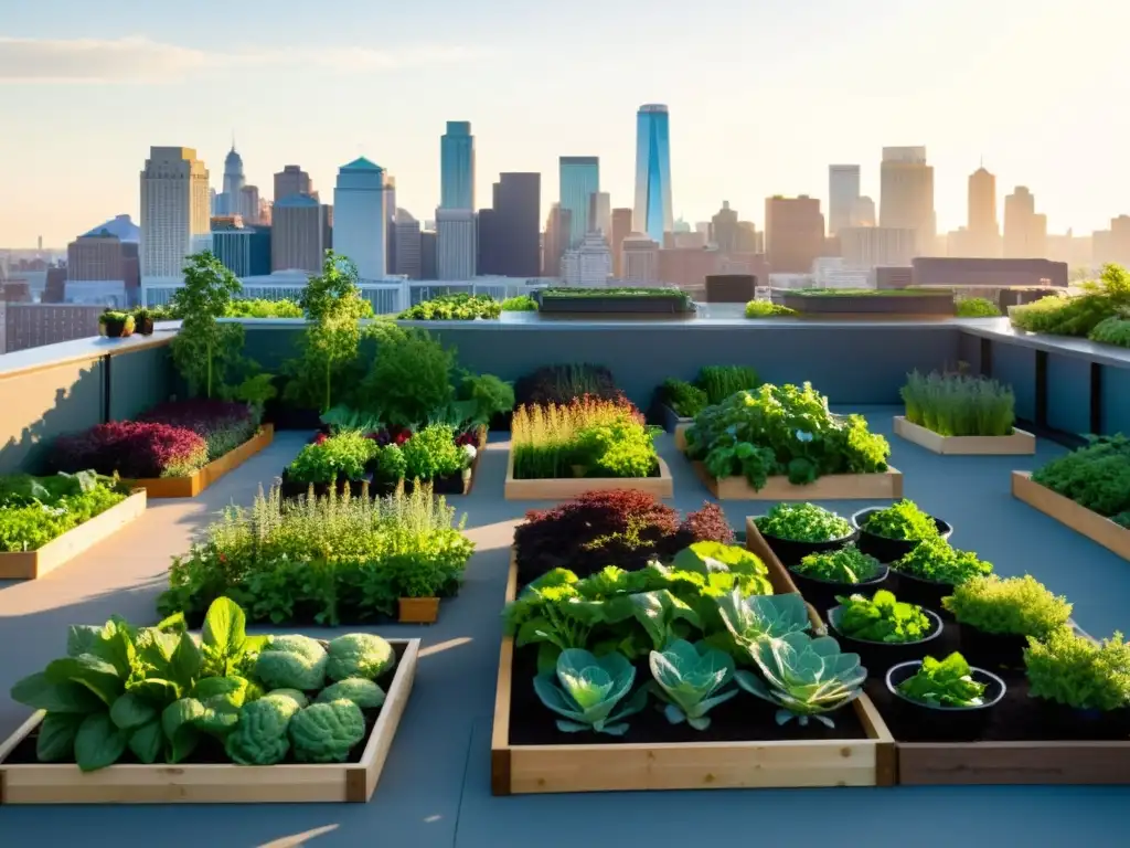 Un oasis verde en la azotea urbana, muestra la armonía entre naturaleza y la ciudad