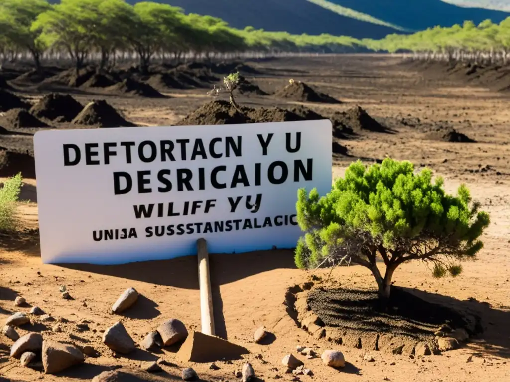 Un paisaje árido y agrietado con vegetación marchita bajo un sol abrasador