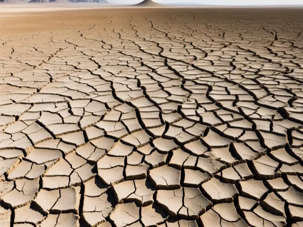 Un paisaje árido y desolado con suelo agrietado y cultivos marchitos