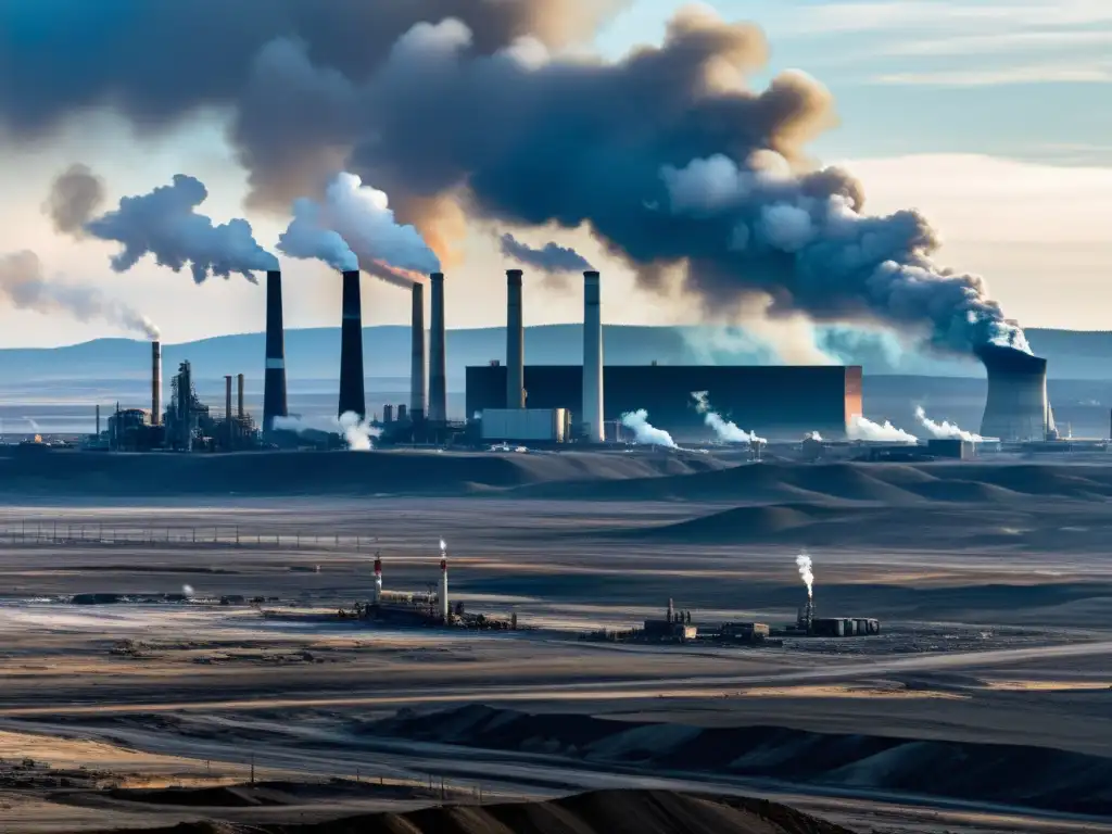 Un paisaje desolado por la deforestación y la contaminación industrial, resalta la urgencia de baterías recargables sostenibles para gadgets