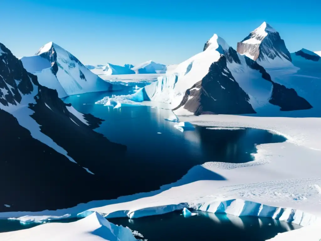 Un paisaje gélido en la Antártida con icebergs, glaciares azules y científicos en programa postgrado ecosistemas extremos