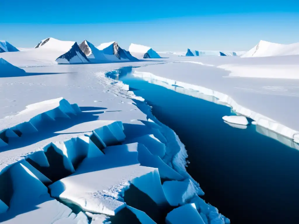 Un paisaje helado y vasto en el Ártico con un enorme glaciar azul, reflejando la soledad y la belleza impactante