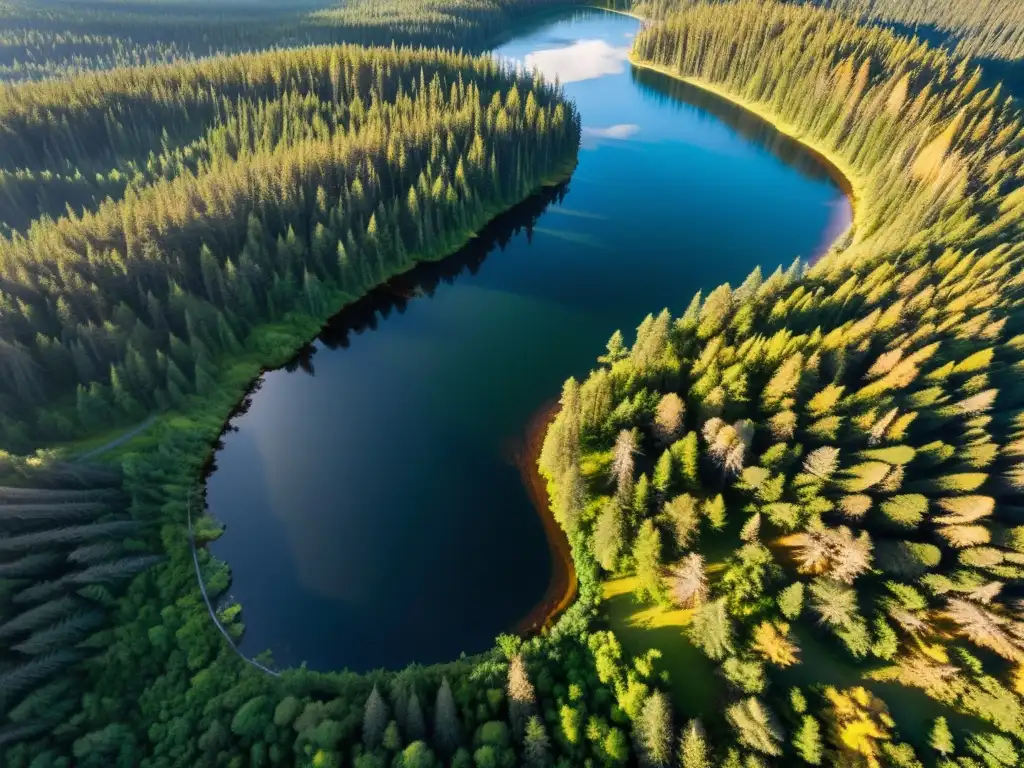 Un paisaje impresionante de la extensa Taiga, destacando los densos bosques de coníferas y la importancia del turismo sostenible en la Taiga