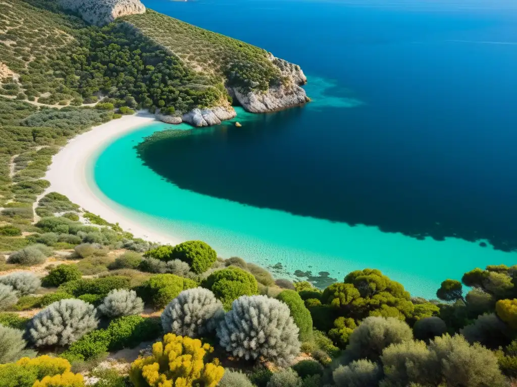 Un paisaje mediterráneo diverso y vibrante, reflejando la delicada biodiversidad amenazada del Mediterráneo