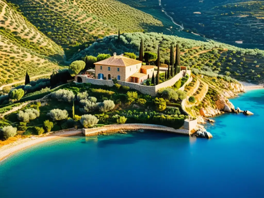 Un paisaje mediterráneo impresionante, con olivares antiguos y el mar en el horizonte