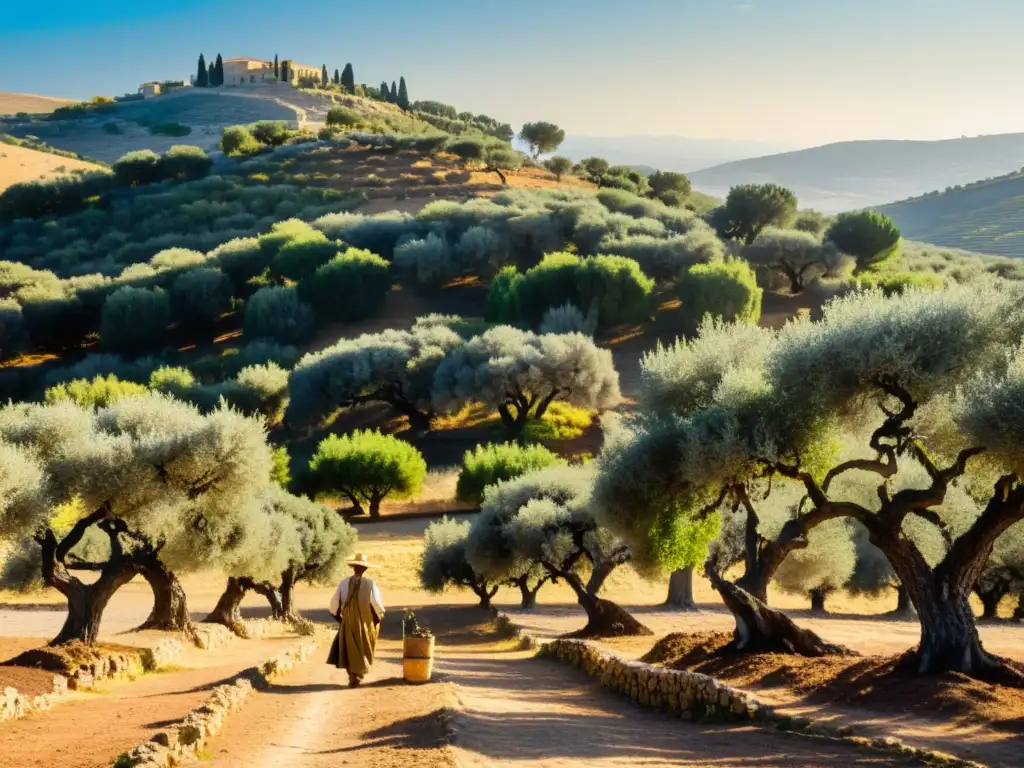 Un paisaje mediterráneo con olivos centenarios bañados por la luz dorada