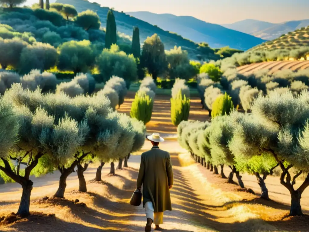 Un paisaje de olivares en la cálida luz mediterránea