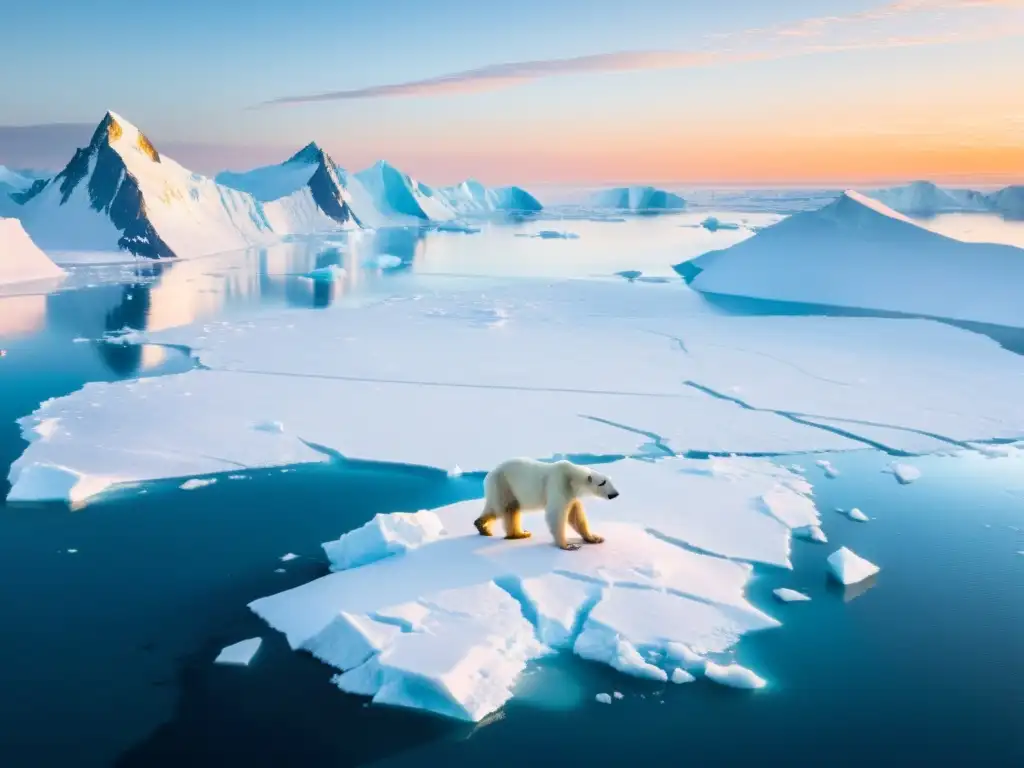 Un paisaje polar impresionante con montañas nevadas, glaciares y aguas azules heladas