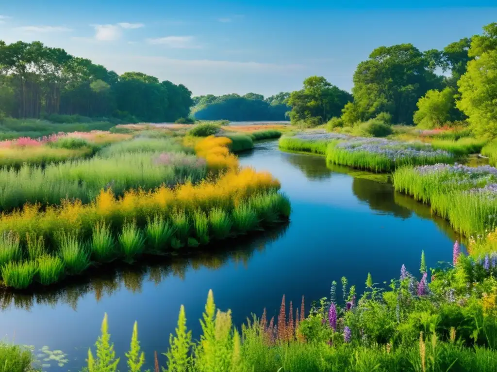 Un paisaje transformado: recuperación de suelos contaminados por químicos, ahora un próspero ecosistema acuático con diversa flora y fauna