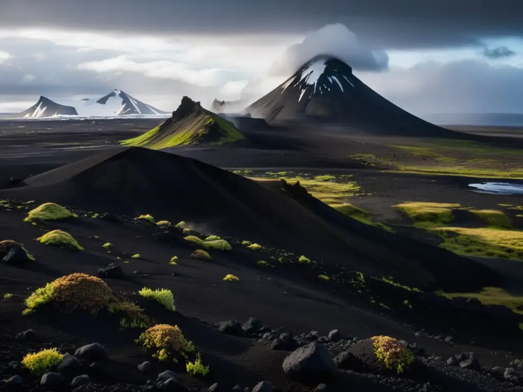 Un paisaje volcánico en Islandia muestra su asombrosa belleza natural y la majestuosidad de los volcanes nevados