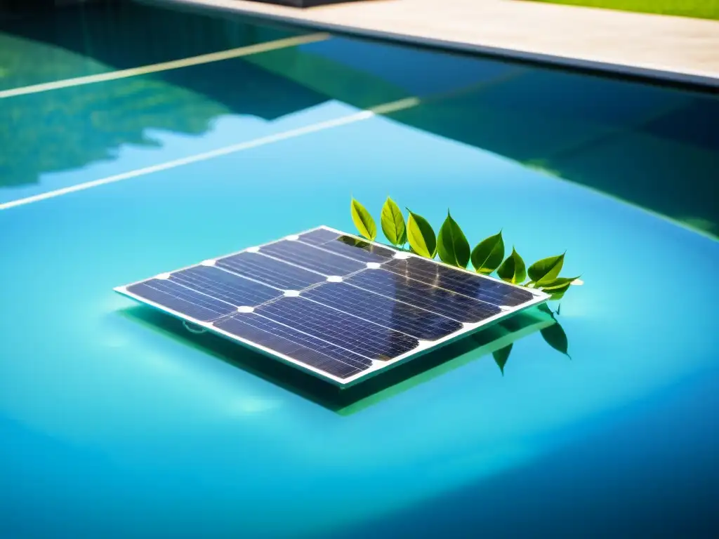 Paneles solares flotantes para piscinas capturando la belleza natural en una imagen de alta resolución