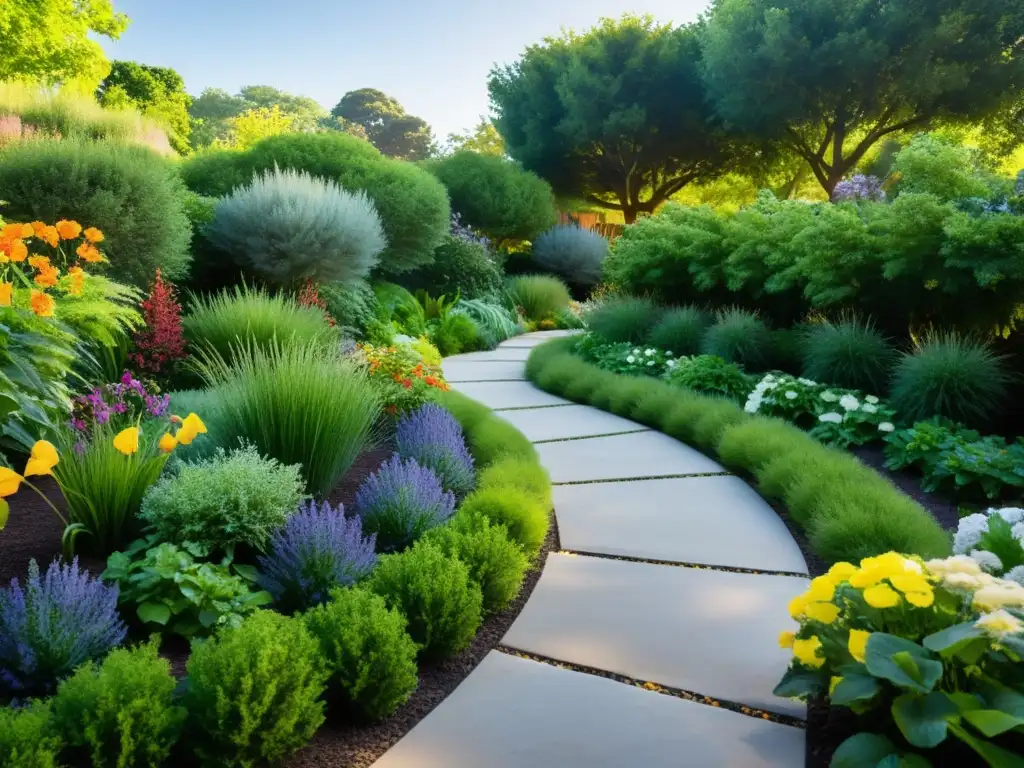 Un paseo sereno por un jardín sensorial, con flores vibrantes y actividades sensoriales