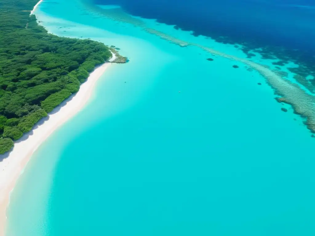 Playa paradisíaca con aguas cristalinas, protección solar ecofriendly y actividades de snorkel, en armonía con los océanos