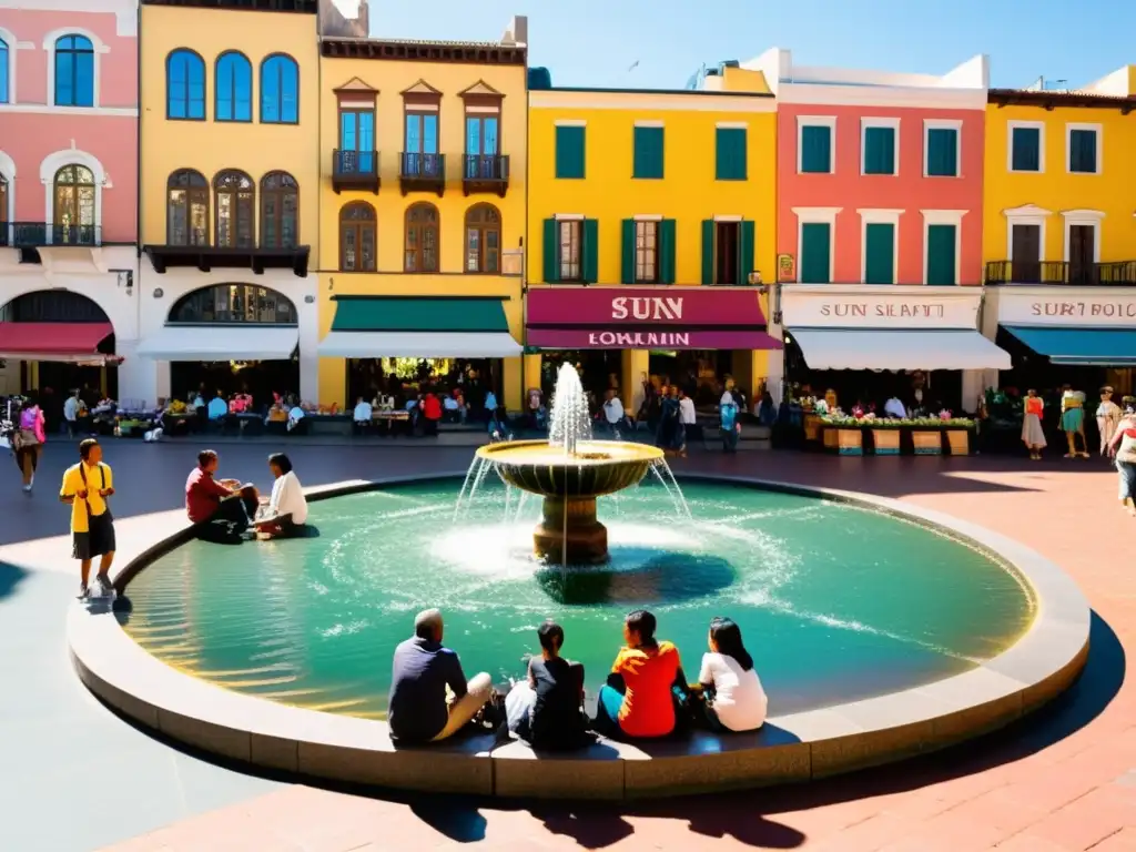 Plaza llena de vida en el corazón de la ciudad