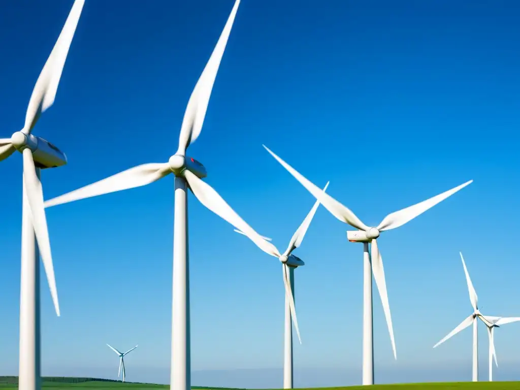 Potente imagen de un parque eólico con grandes turbinas capturando la energía del viento