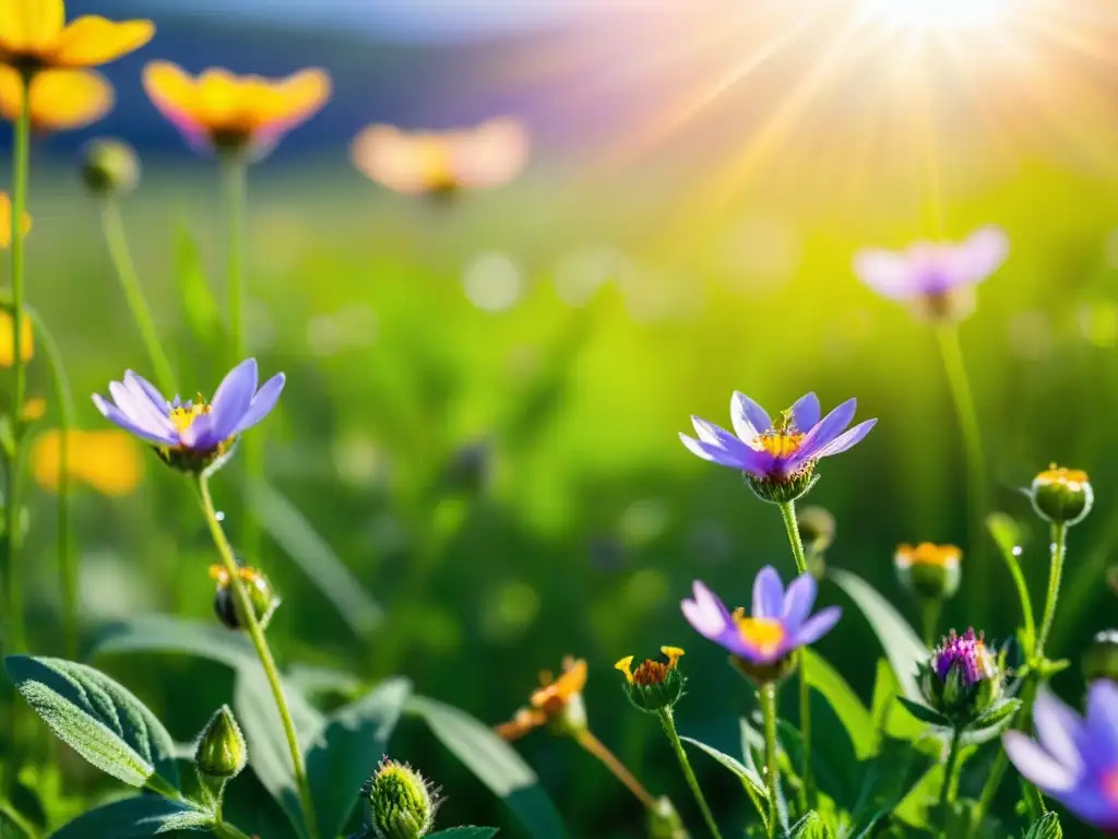 La fotografía muestra una pradera exuberante con vibrantes flores silvestres multicolores, fotografiando la flora, ecosistemas y biodiversidad