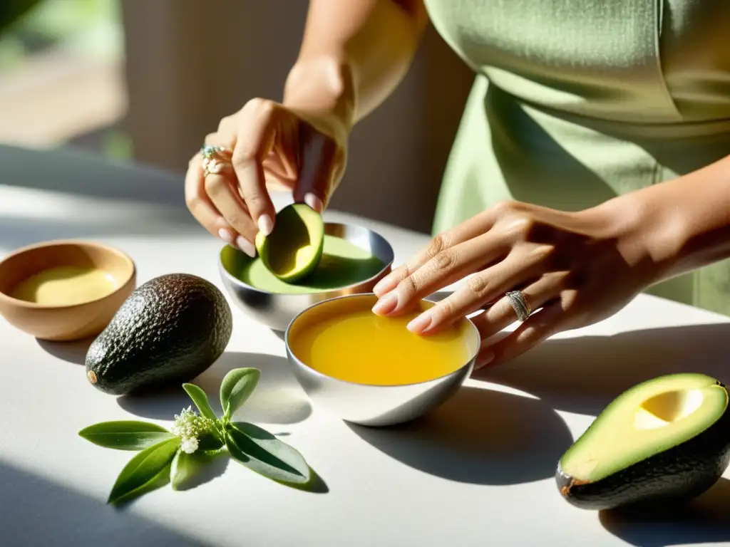 Preparación de productos de belleza ecológicos caseros con ingredientes naturales en un ambiente orgánico y acogedor