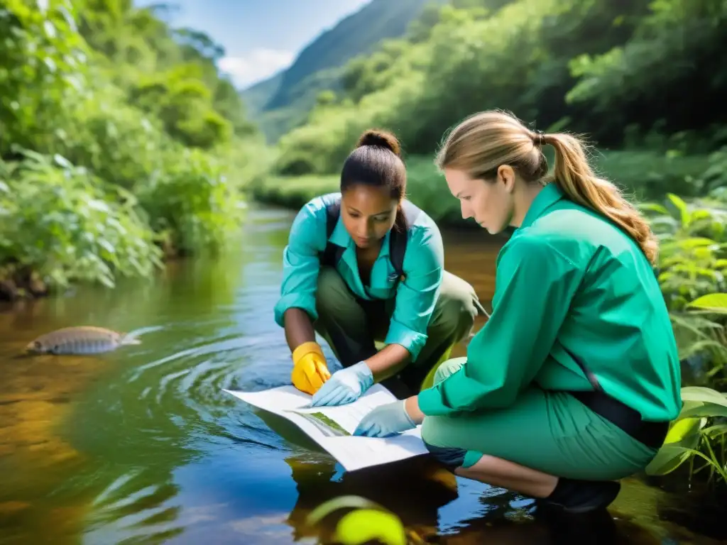 Profesionales monitorean la calidad del agua y biodiversidad en un ecosistema fluvial restaurado