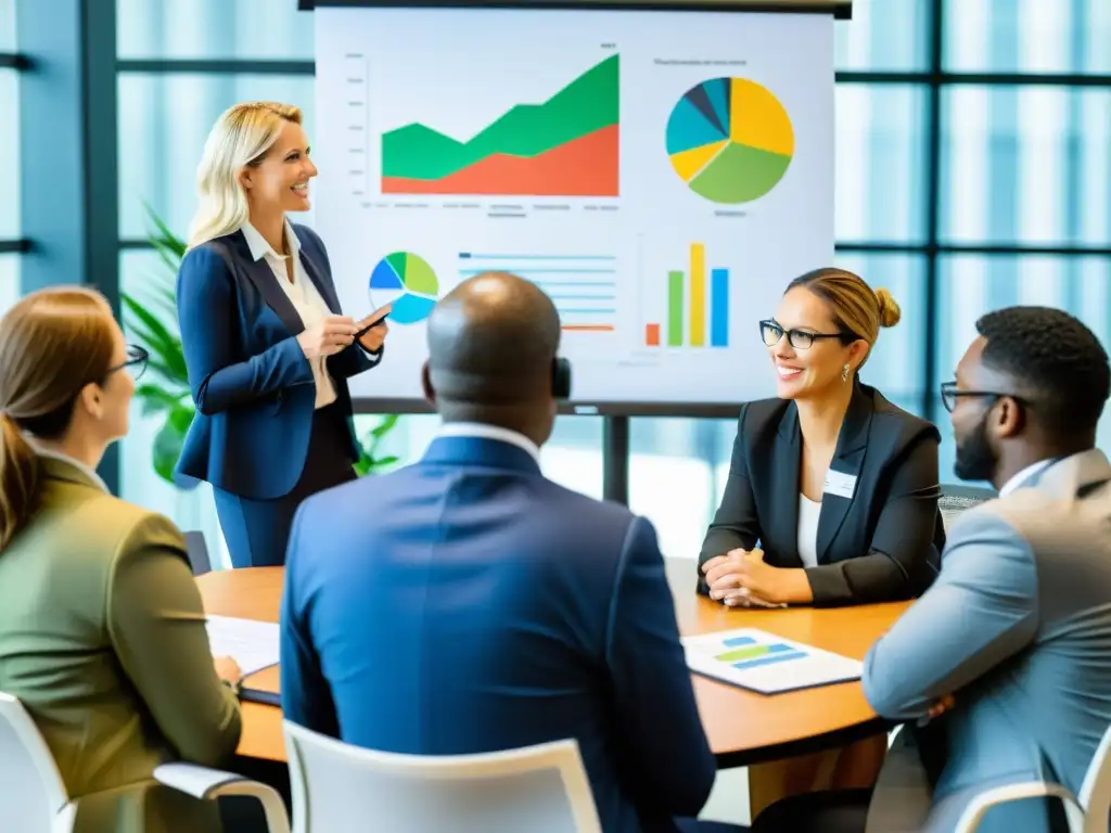 Profesionales corporativos participan en un taller de sostenibilidad, enfocados en la certificación y beneficios de la sostenibilidad corporativa