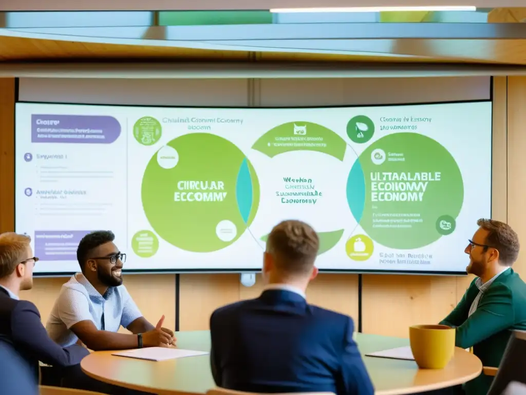 Profesionales y estudiantes participan en un taller de economía circular en la Universidad de Exeter, creando un ambiente cálido e innovador