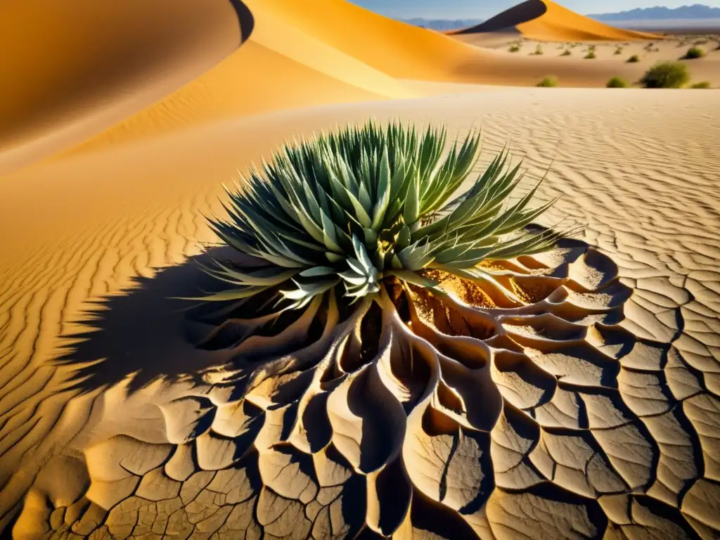 Raíces de planta en desierto, adaptaciones de las plantas al desierto