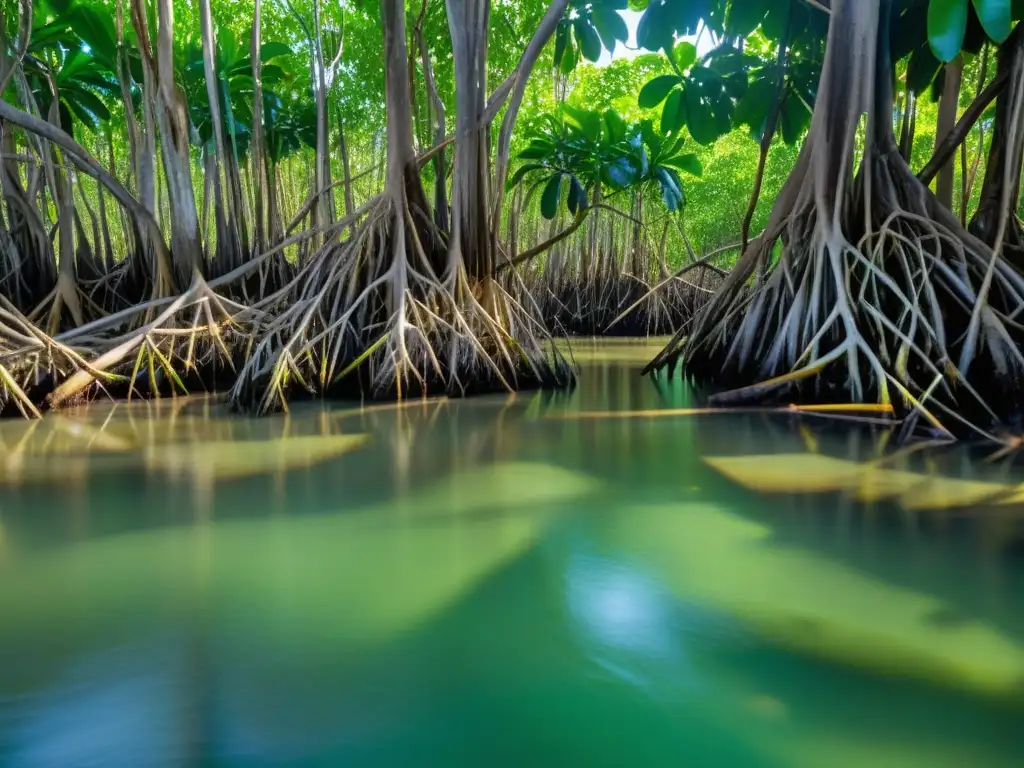 La rica biodiversidad y el ecosistema único de los manglares se destacan en esta imagen de alta resolución