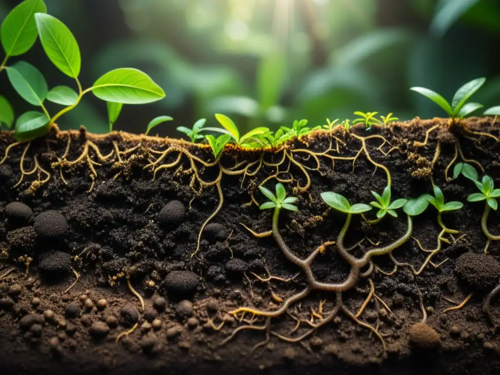 Rico suelo de selva teñido de vida y fertilidad