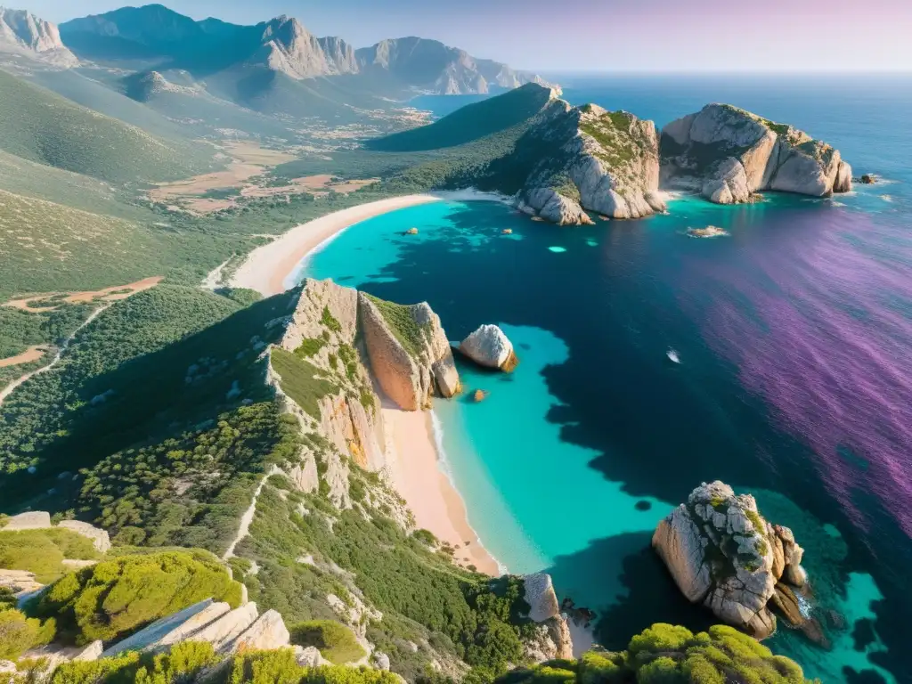 Riqueza natural inexplorada de Córcega: majestuoso paisaje costero con aguas turquesas, acantilados y puestas de sol coloridas