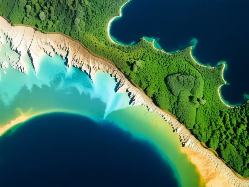 Transformación dramática: Impacto del cambio climático en ecosistemas Fotografía satelital impactante muestra cambios dramáticos en el ecosistema, resaltando la urgencia de abordar los problemas ambientales