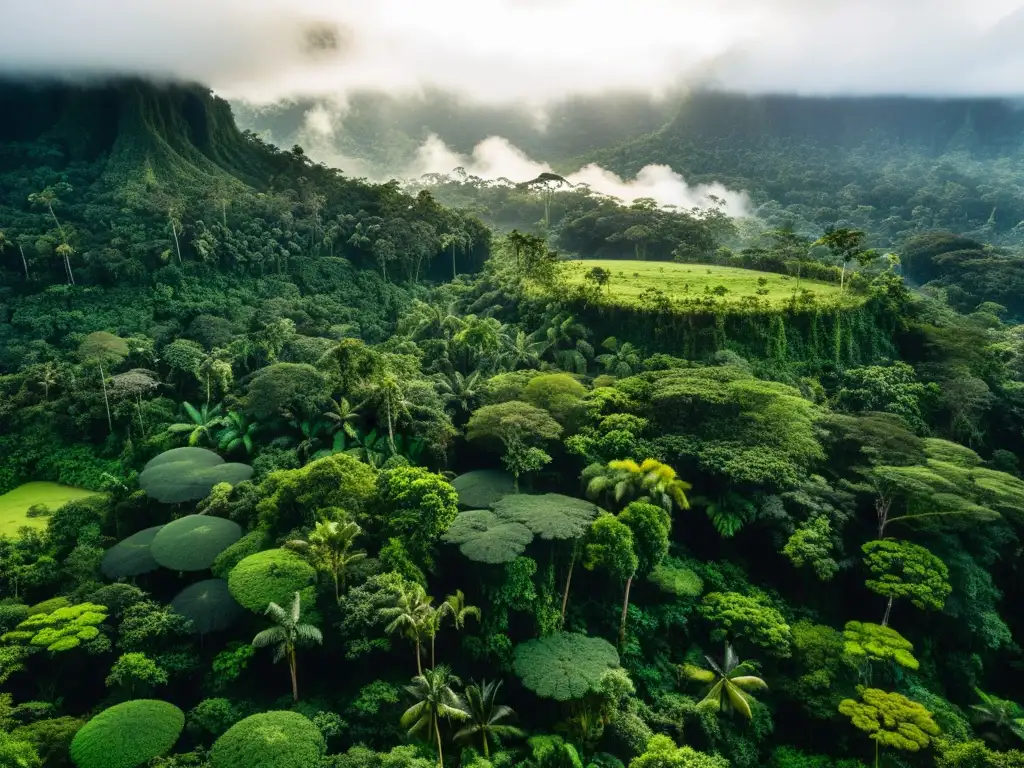 Selva amazónica exuberante y densa con diversidad de plantas