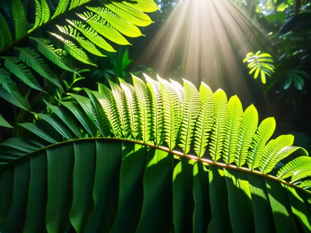 Fotografía de la selva consejos: Rayos de sol atraviesan el denso dosel, iluminando hojas verdes y creando patrones de sombra en el suelo del bosque