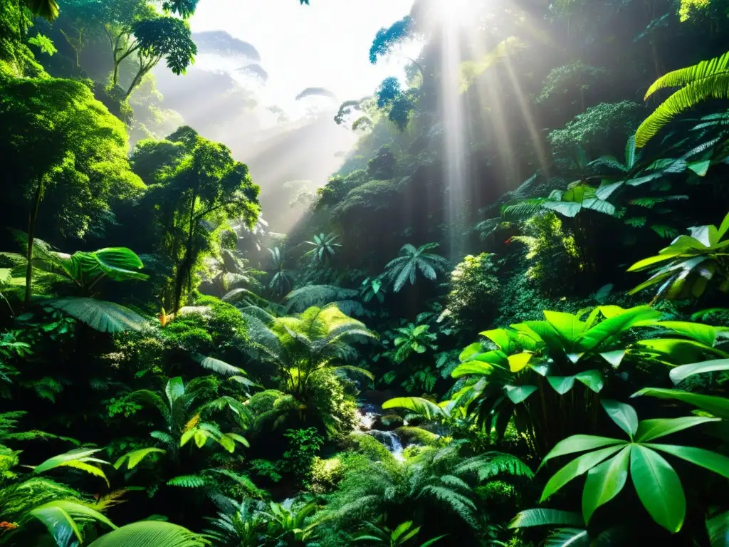 Una selva exuberante llena de vida, documentando ecosistemas en peligro con su diversa flora y fauna, reflejando su belleza cautivadora