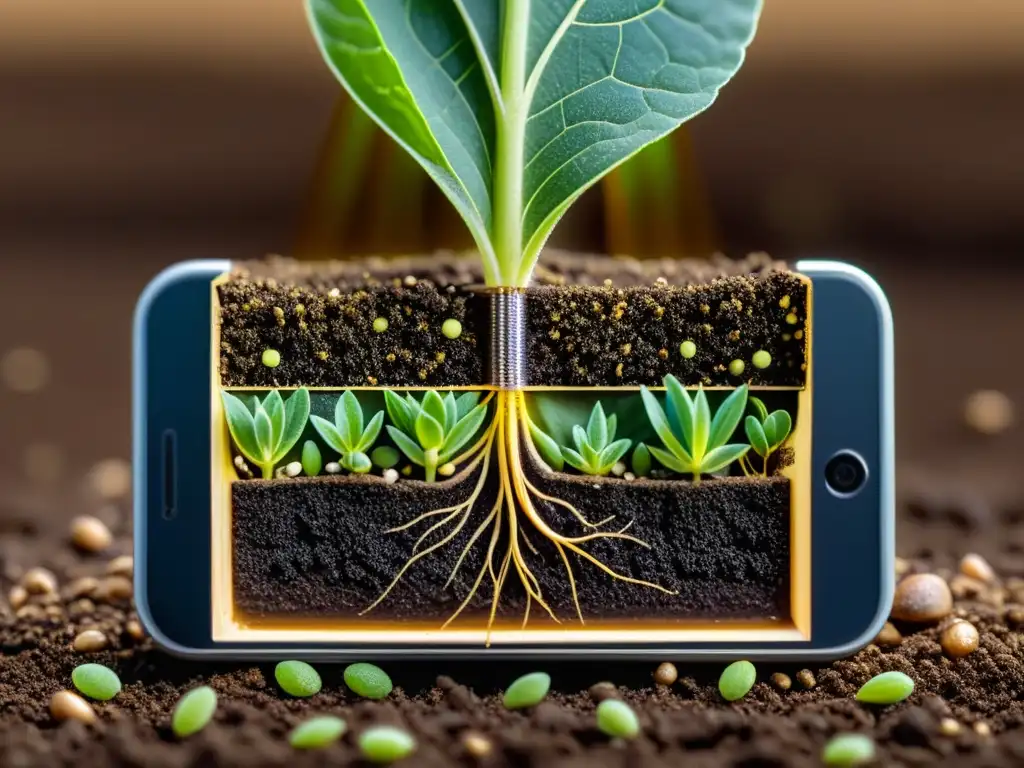Una semilla inteligente rodeada de tierra fértil y microorganismos, avances en germinación controlada