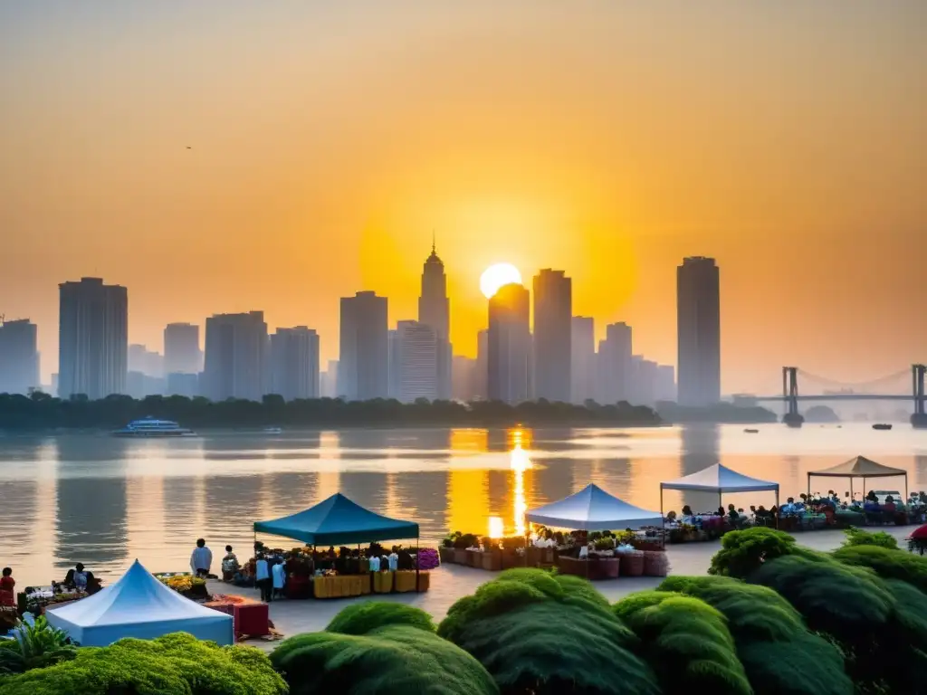 Skyline urbano con impacto económico y cambio climático, reflejando vitalidad económica y su impacto en el medio ambiente