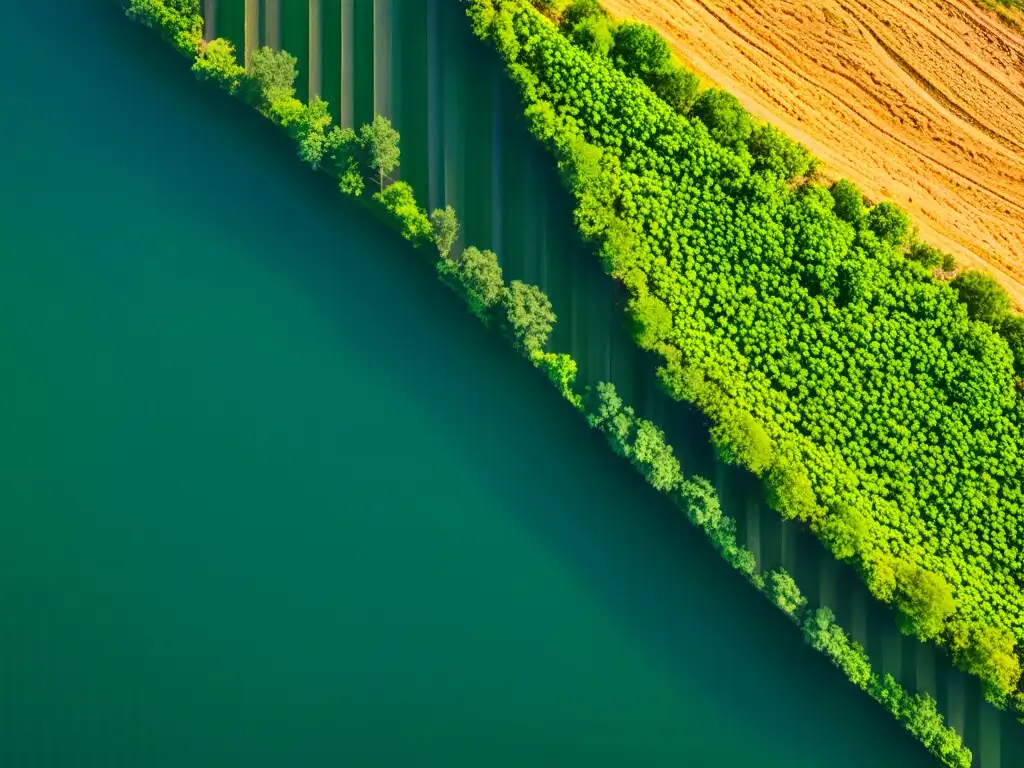 Técnicas de restauración para control de erosión: Fotografía aérea de ladera con vegetación densa y terrazas, destacando medidas de control de erosión