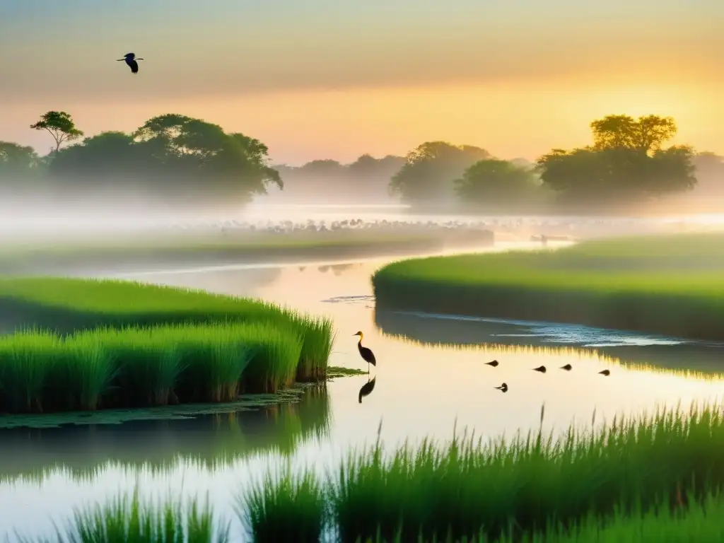 Tours por pantanos y humedales al amanecer: aves, turistas y exuberante naturaleza en armonía