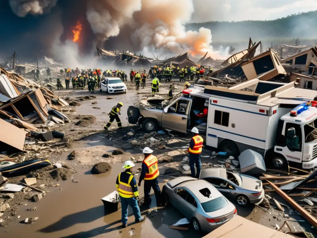 Trabajo conjunto de emergencia tras desastre natural