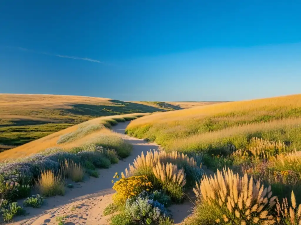 Turismo ecológico en praderas sostenibles: Ecoturistas exploran la pradera, guiados por experto, con biodiversidad y búfalos al fondo