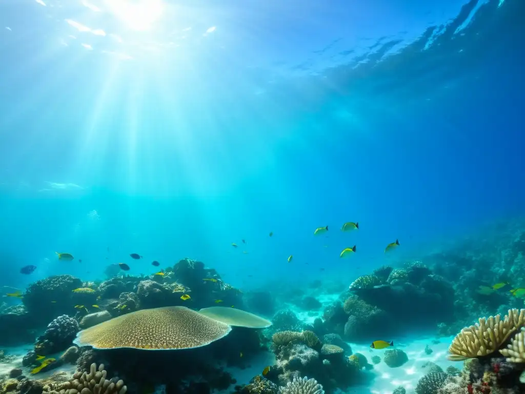 Vibrante arrecife de coral en Parques Nacionales Vida Salvaje Norteamérica, con vida marina variada y colorida en aguas turquesas