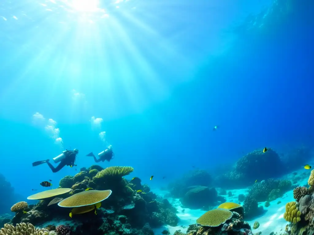 Vibrante arrecife de coral, peces coloridos, tortugas marinas y diversidad marina en ecosistema marino sustentable