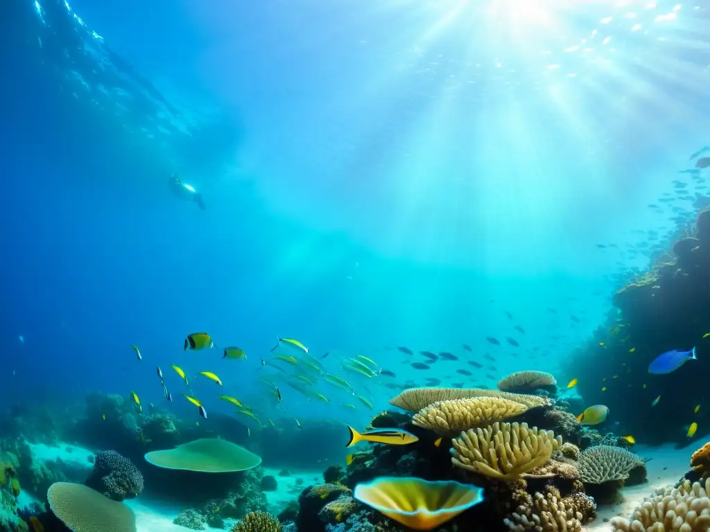 Vibrante arrecife de coral con vida marina diversa