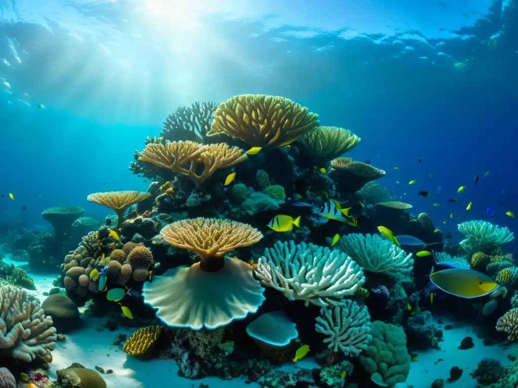 Vibrante y diverso arrecife de coral en 8k, con variedad de especies y vida marina